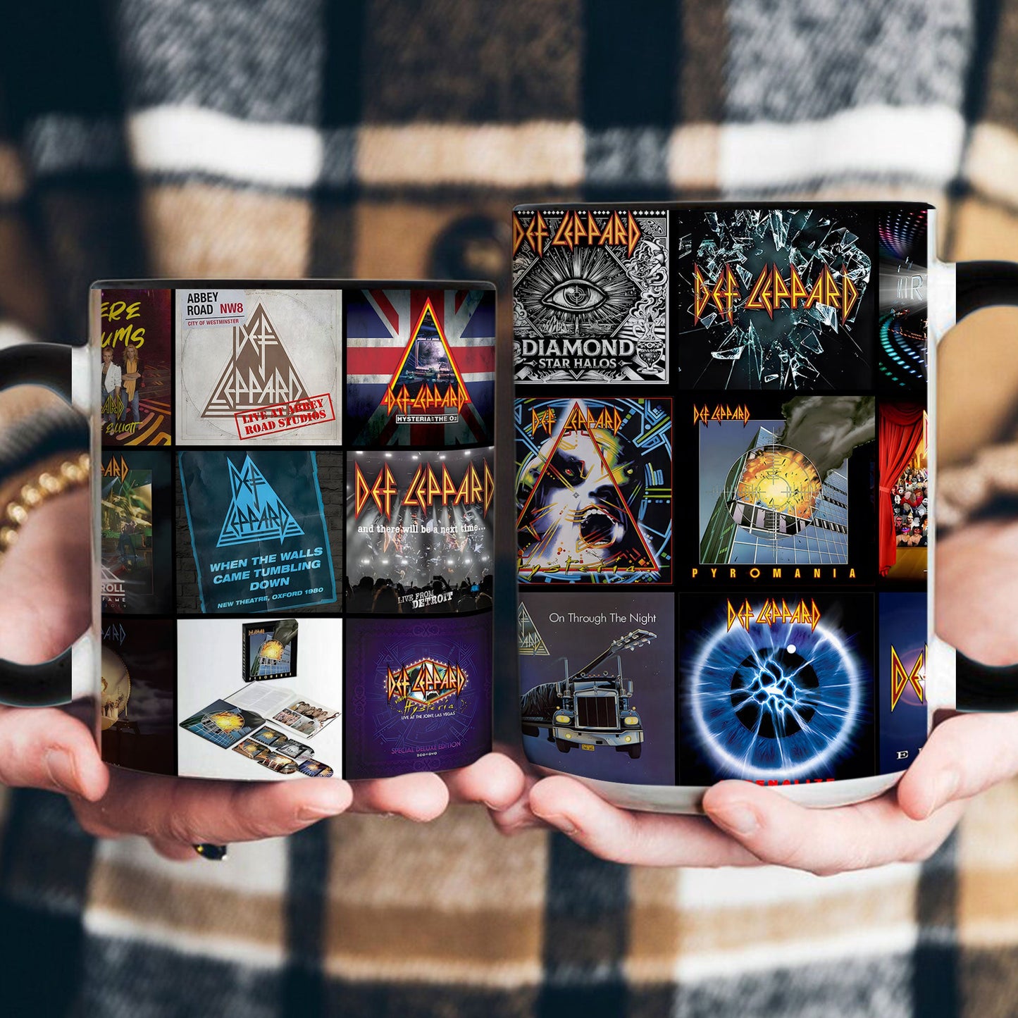 Def Leppard Accent Mug – Classic Album Cover Collage Gift for Rock Fans