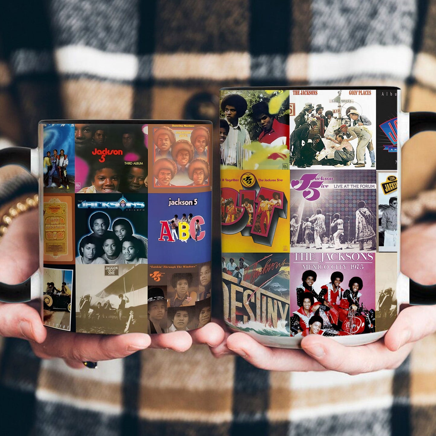 Jackson 5 Accent Mug – Retro Album Cover Collage Gift for Motown Fans