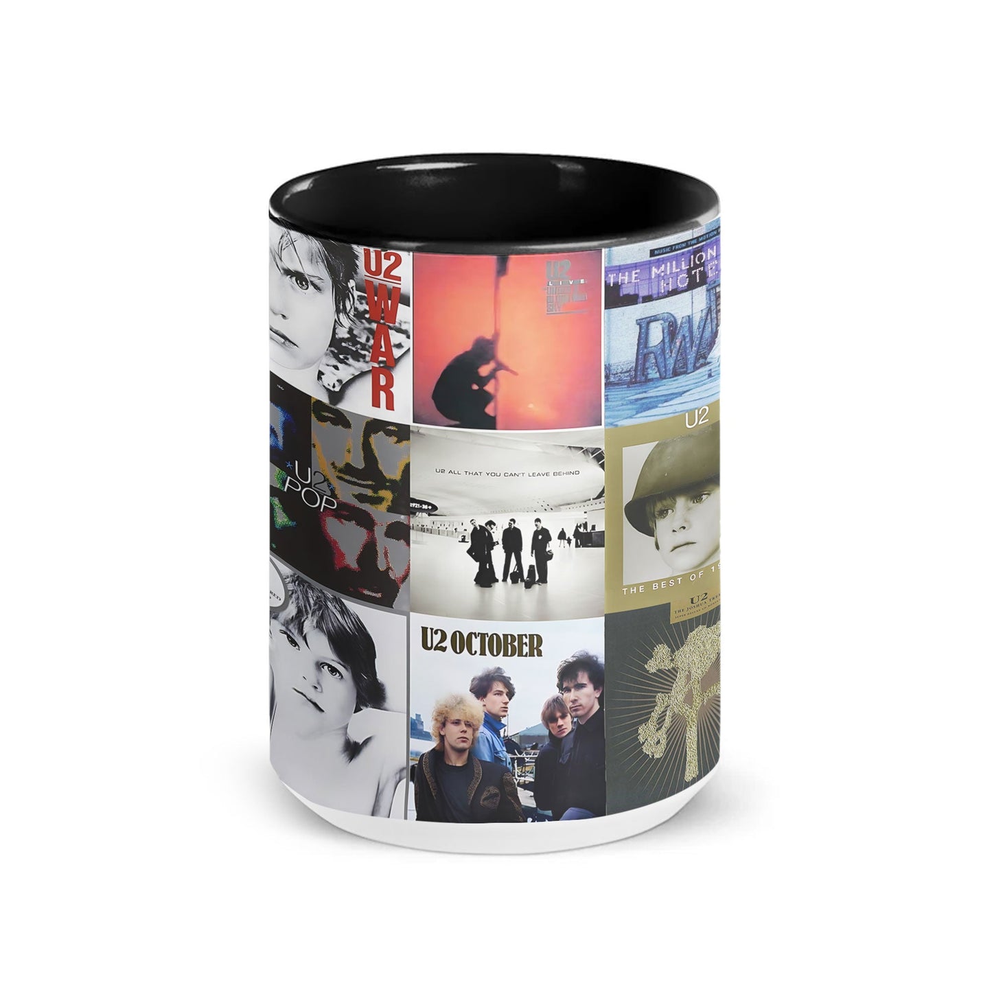 U2 Accent Mug – Classic Album Cover Collage Gift for Rock Fans