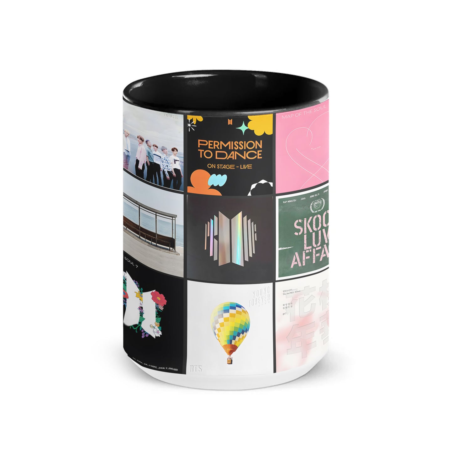 BTS Album Collage Accent Mug – Iconic Discography Coffee Cup