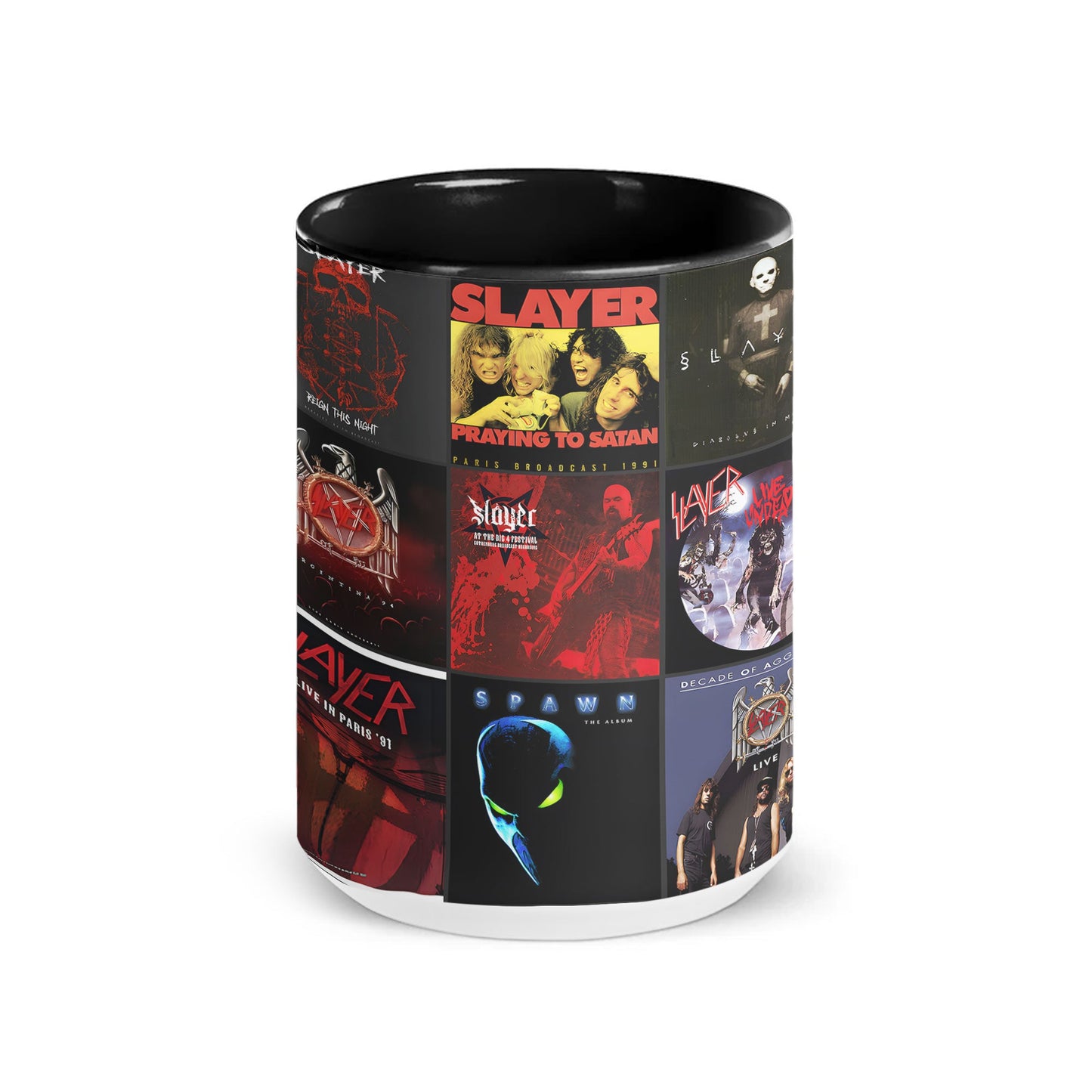 Slayer Album Art Collection Accent Mug for Metal Fans – Heavy Metal Coffee Cup Gift