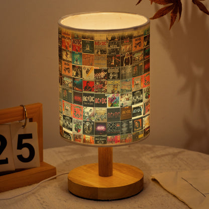 AC/DC Album Cover Collage Fabric Lamp – Rock & Roll Home Decor