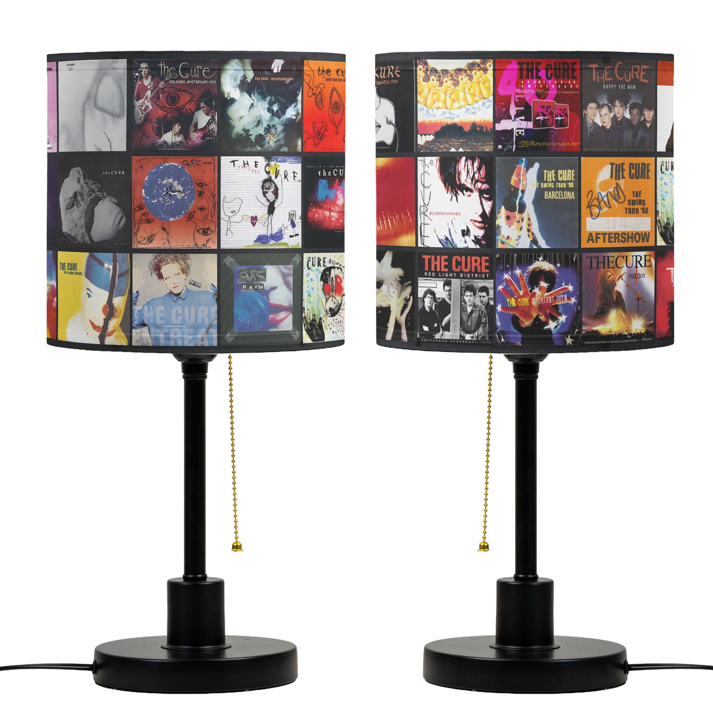 The Cure Table Lamp – Cylinder & Pyramid Design Gothic Rock Album Collage Decor