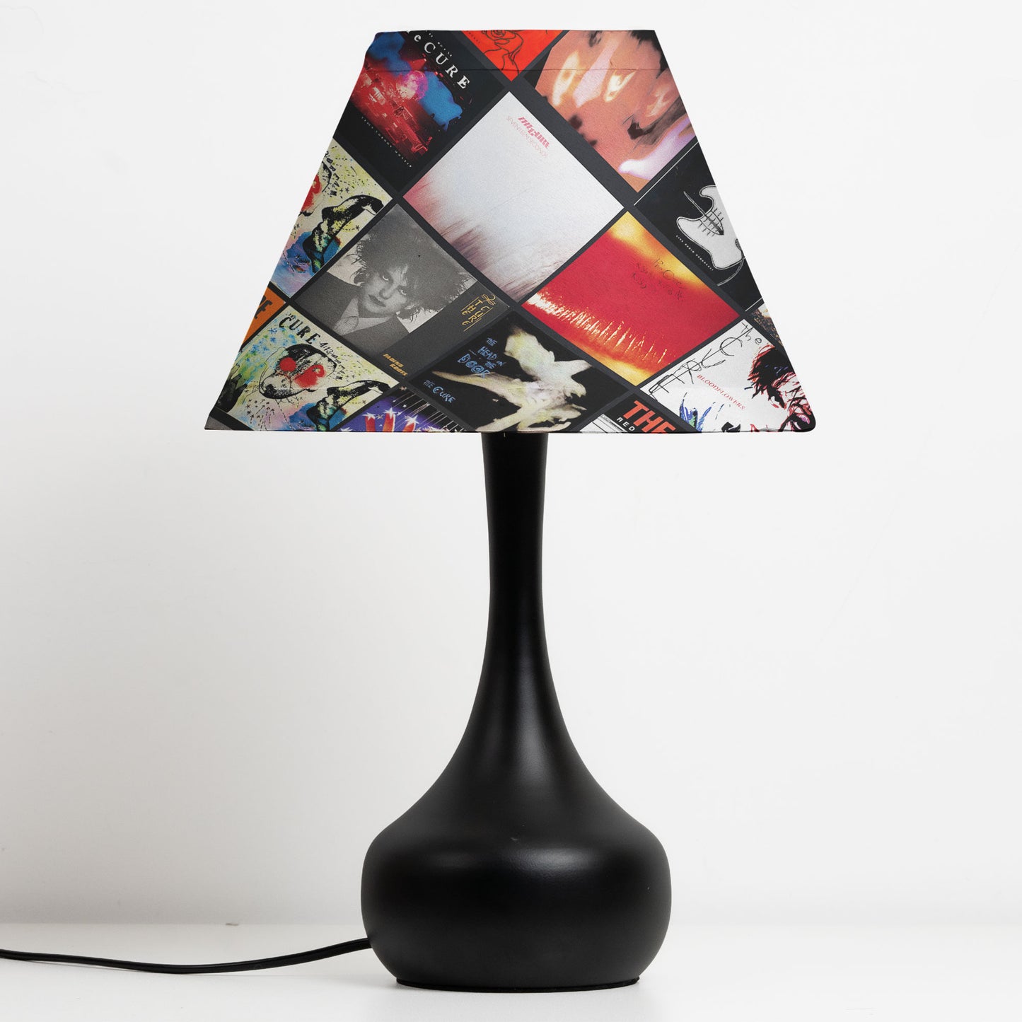The Cure Table Lamp – Cylinder & Pyramid Design Gothic Rock Album Collage Decor