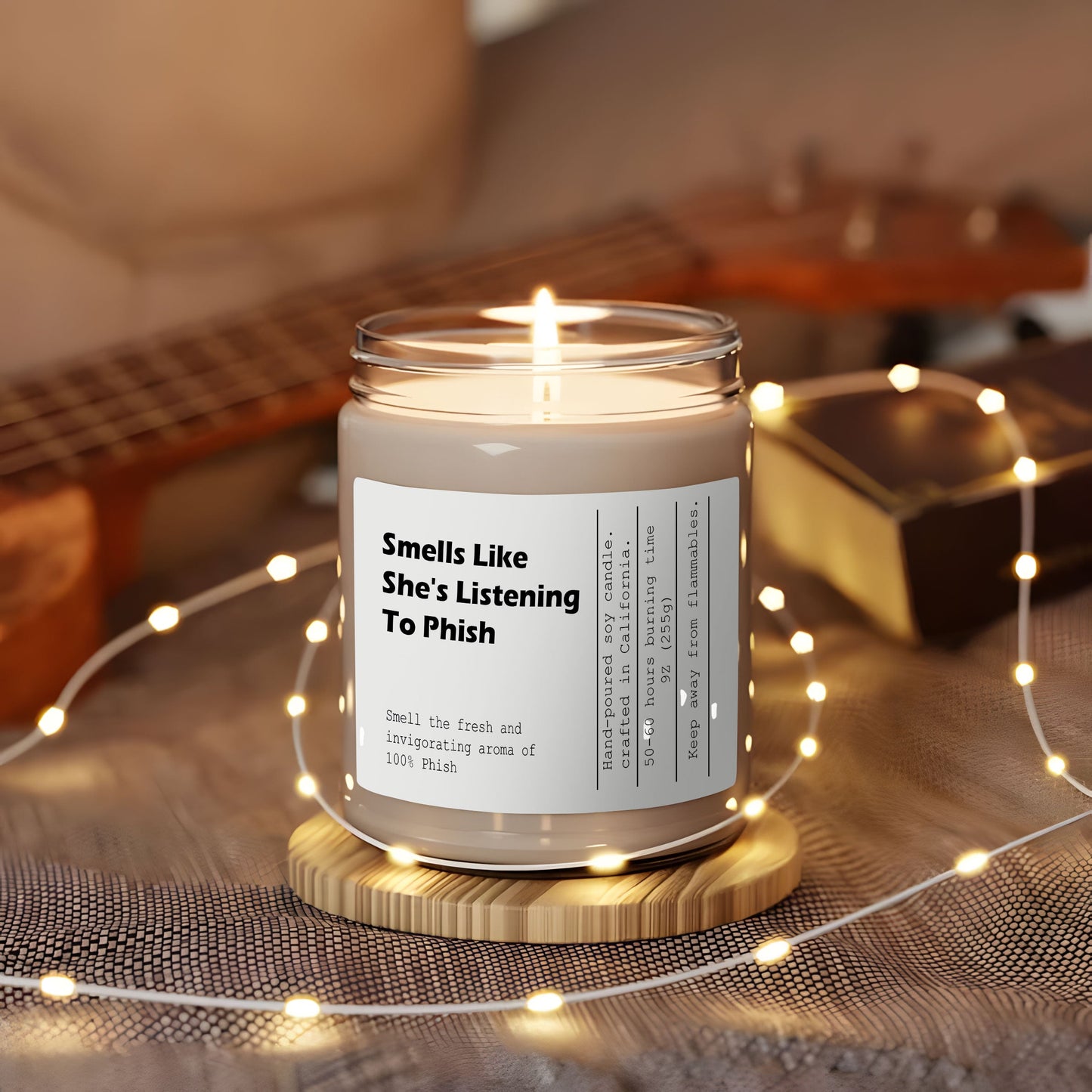 Phish Scented Candle – “Smells Like She’s Listening To Phish” Jam Band Fan Gift