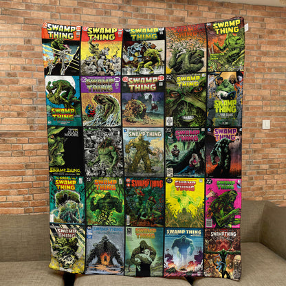Swamp Thing Comic Sherpa Blanket – DC Horror Fantasy Throw Blanket for Cozy Home Decor
