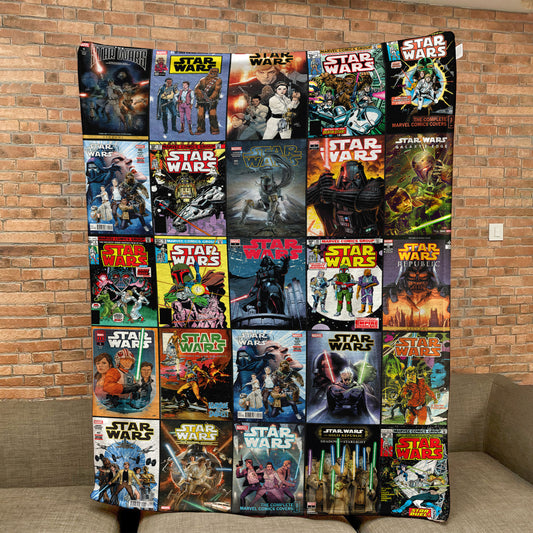 Star Wars Comic Cover Sherpa Blanket – Vintage & Modern Galaxy Saga Throw