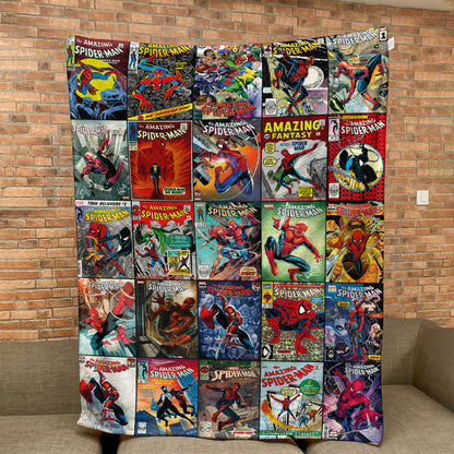 The Amazing Spider-Man Comic Cover Sherpa Blanket – Marvel Spider-Man Cozy Throw