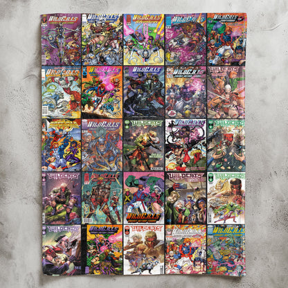 WildC.A.T.s Comic Cover Sherpa Blanket – Vintage Image Comics Superhero Throw