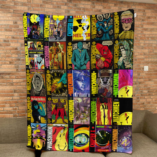 Watchmen Comic Sherpa Blanket – Vintage Graphic Novel Throw Blanket for Cozy Home Decor