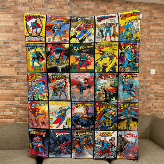 Superman Comic Sherpa Blanket – Vintage DC Superhero Throw Blanket for Cozy Home Decor