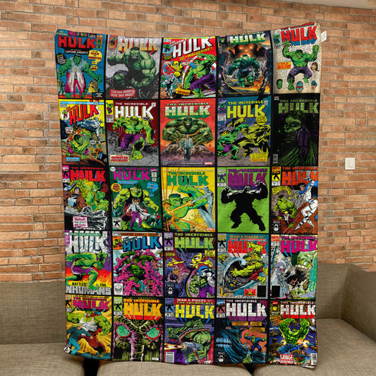 Hulk Comic Sherpa Blanket – Vintage Marvel Superhero Throw Blanket for Cozy Home Decor