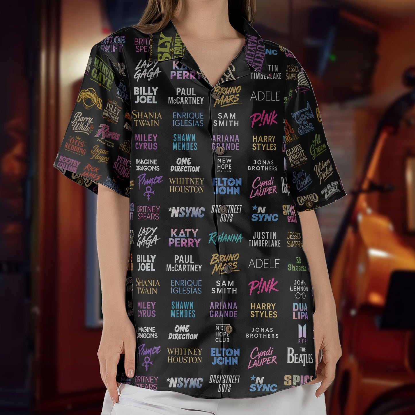 Pop Music Legends Tropical Unisex Hawaiian Shirt – Iconic Artists Inspired Aloha Button-Up Shirt
