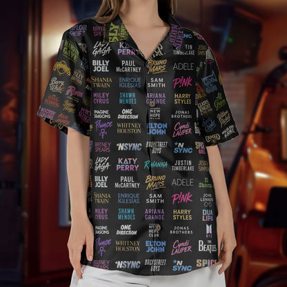 Pop Music Legends Tropical Unisex Hawaiian Shirt – Iconic Artists Inspired Aloha Button-Up Shirt