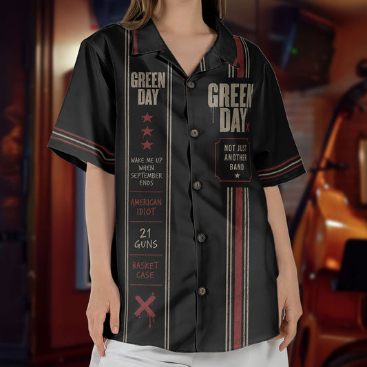 Green Day Luxury Design Hawaiian Shirt – Punk Rock Inspired Black Hawaiian Shirt