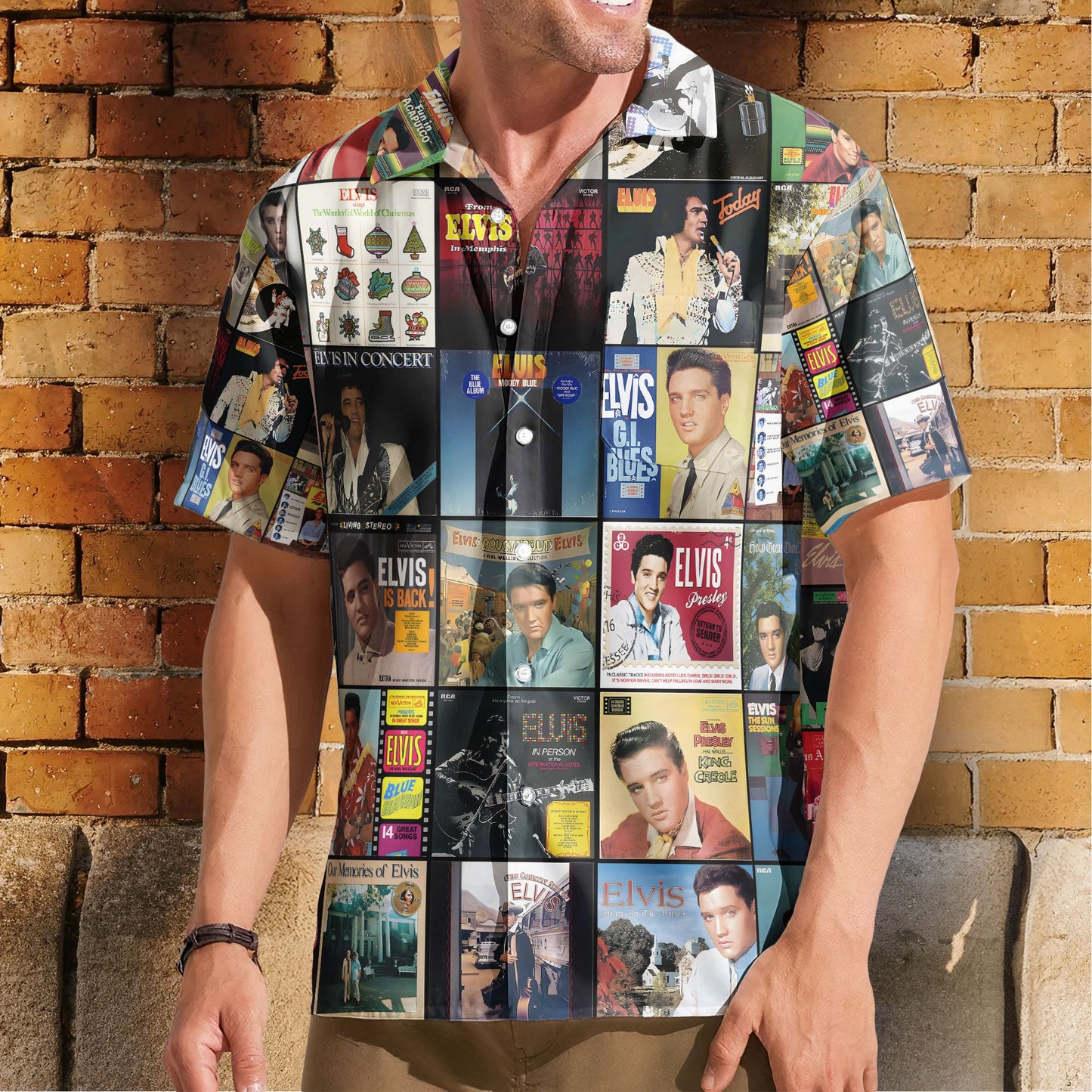 Elvis Presley Nostalgia Collage Hawaiian Shirt – Classic Rock & Roll Memories Gift