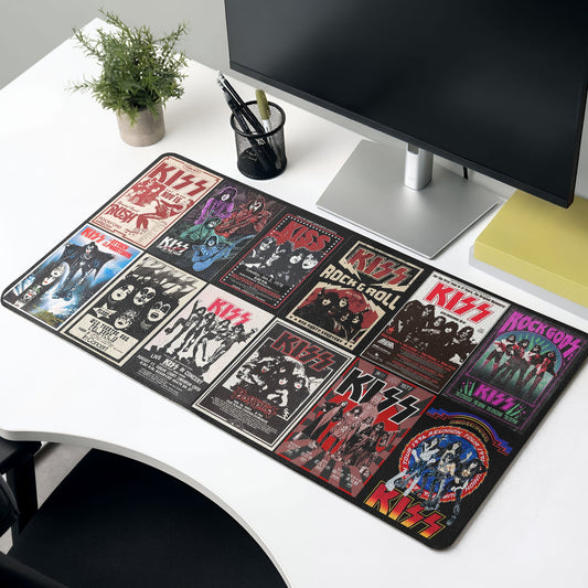 Kiss Band Album Covers Collage Desk Mat – Non-slip Office Gift Keyboard Pad Gaming Accessories Birthday Gift For Music Lovers