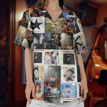David Bowie Album Collage Hawaiian Shirt – Bowie Retro Album Art Inspired Shirt