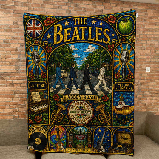 The Beatles Abbey Road Sherpa – Sgt Pepper Stained Glass Blanket