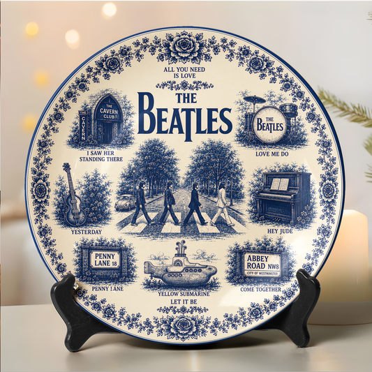 The Beatles Decorative Ceramic Plate – Abbey Road Collector Plate, Vintage Music Wall Art, Beatles Fan Gift
