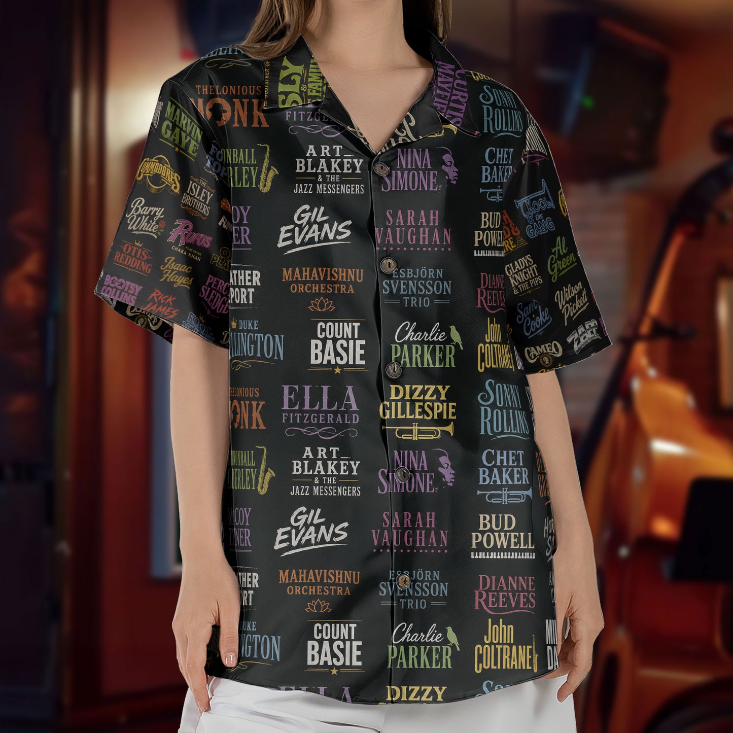 Classic Jazz Legends Tropical Unisex Hawaiian Shirt – Iconic Artists Inspired Aloha Button-Up Shirt
