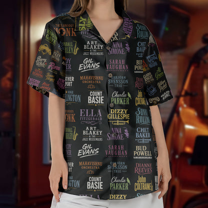 Classic Jazz Legends Tropical Unisex Hawaiian Shirt – Iconic Artists Inspired Aloha Button-Up Shirt