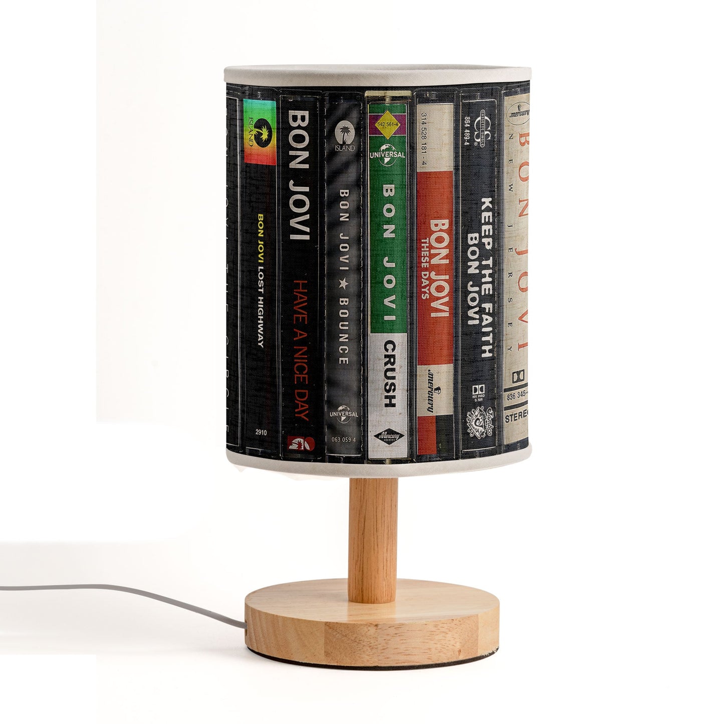 Rock Music Album Spine Table Fabric Lamp – Bon Jovi Inspired Desk Light