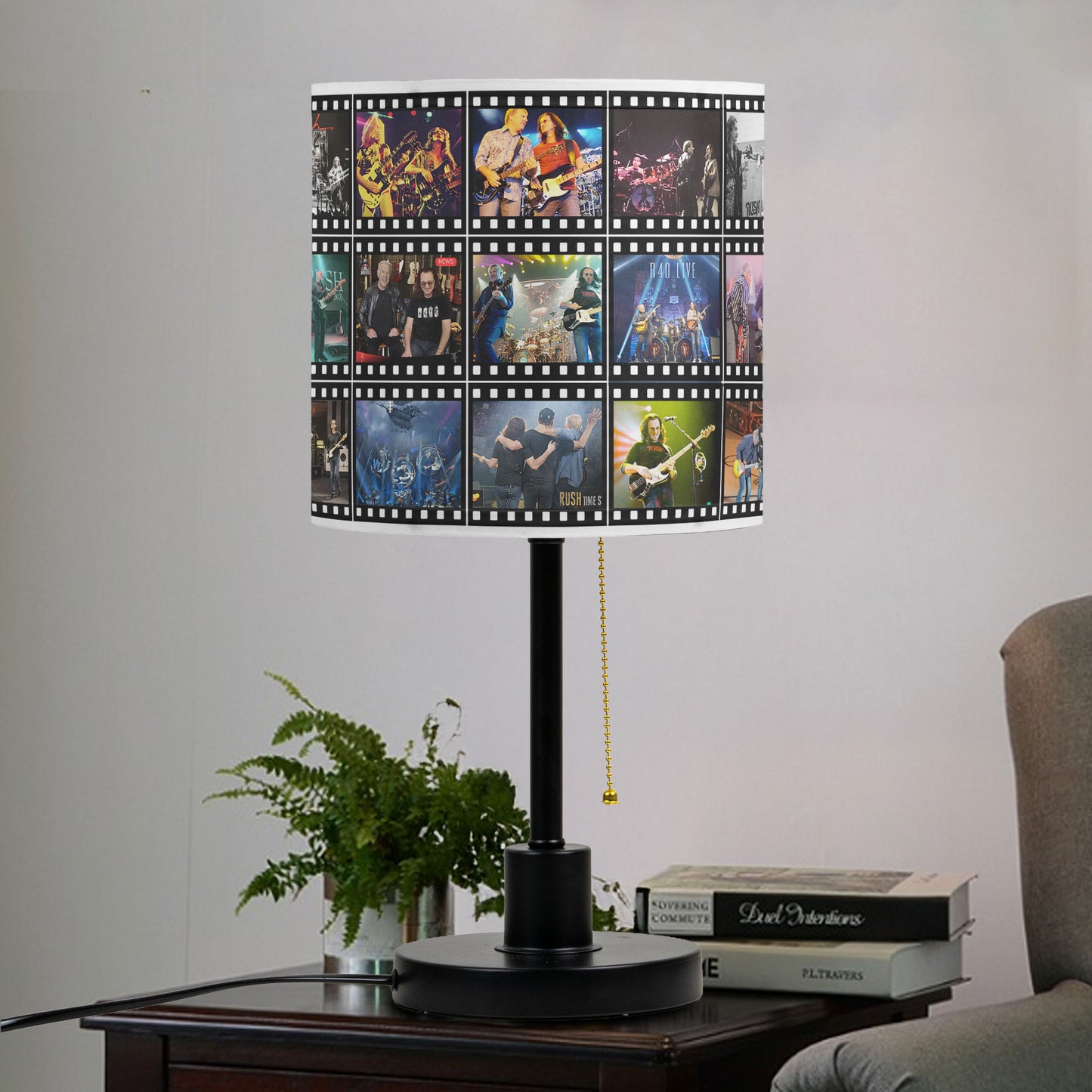 Rush Table Lamp – Legendary Concert Filmstrip Collage Progressive Rock Fan Decor