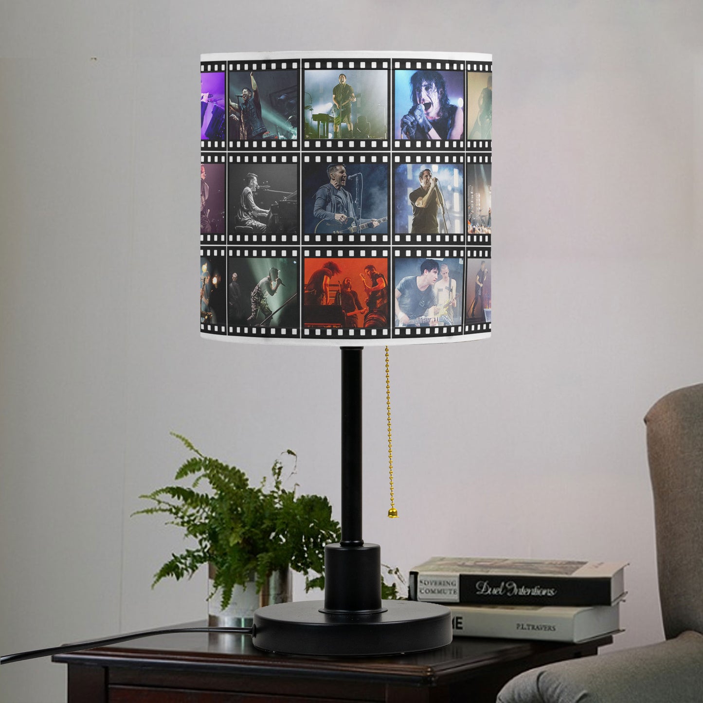Nine Inch Nails Table Lamp – Live Concert Filmstrip Collage Industrial Rock Fan Decor