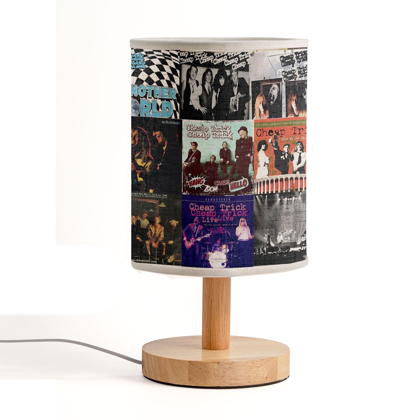 Cheap Trick Album Collage Fabric Lamp – Classic Rock Home Decor Light