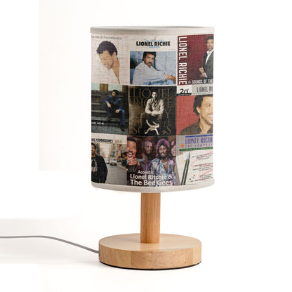 Lionel Richie Album Cover Collage Lamp - 80s Soul R&B Music Decor with Wood Base