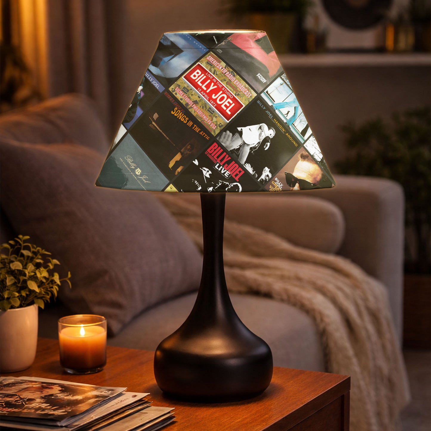 Billy Joel Table Lamp – Cylinder & Pyramid Design Music Decor