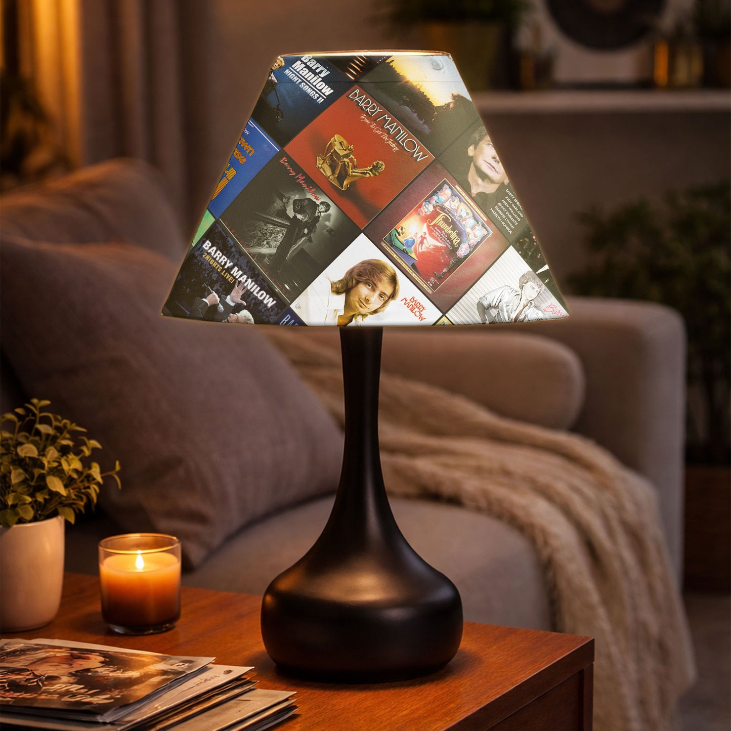 Barry Manilow Table Lamp – Cylinder & Pyramid Design Music Decor