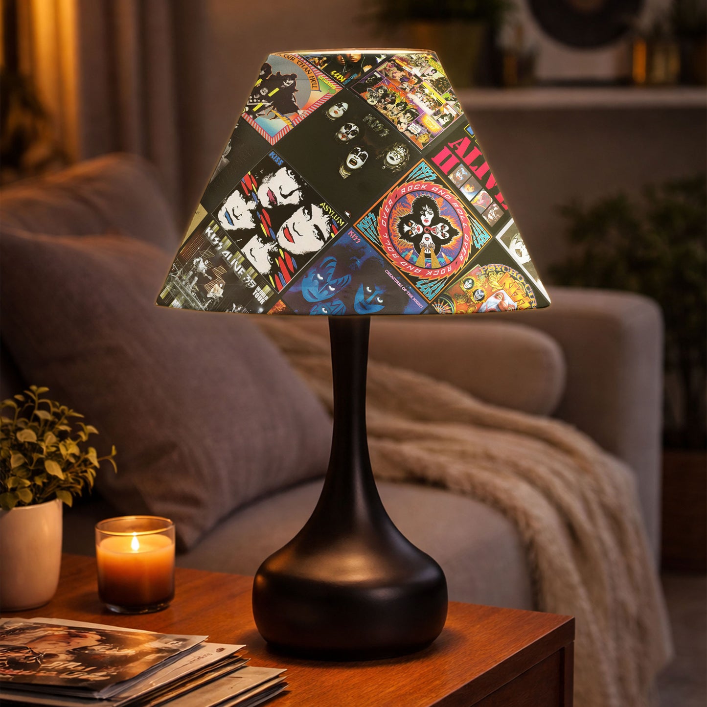 KISS Table Lamp – Classic Album Cover Collage Rock Band Fan Decor