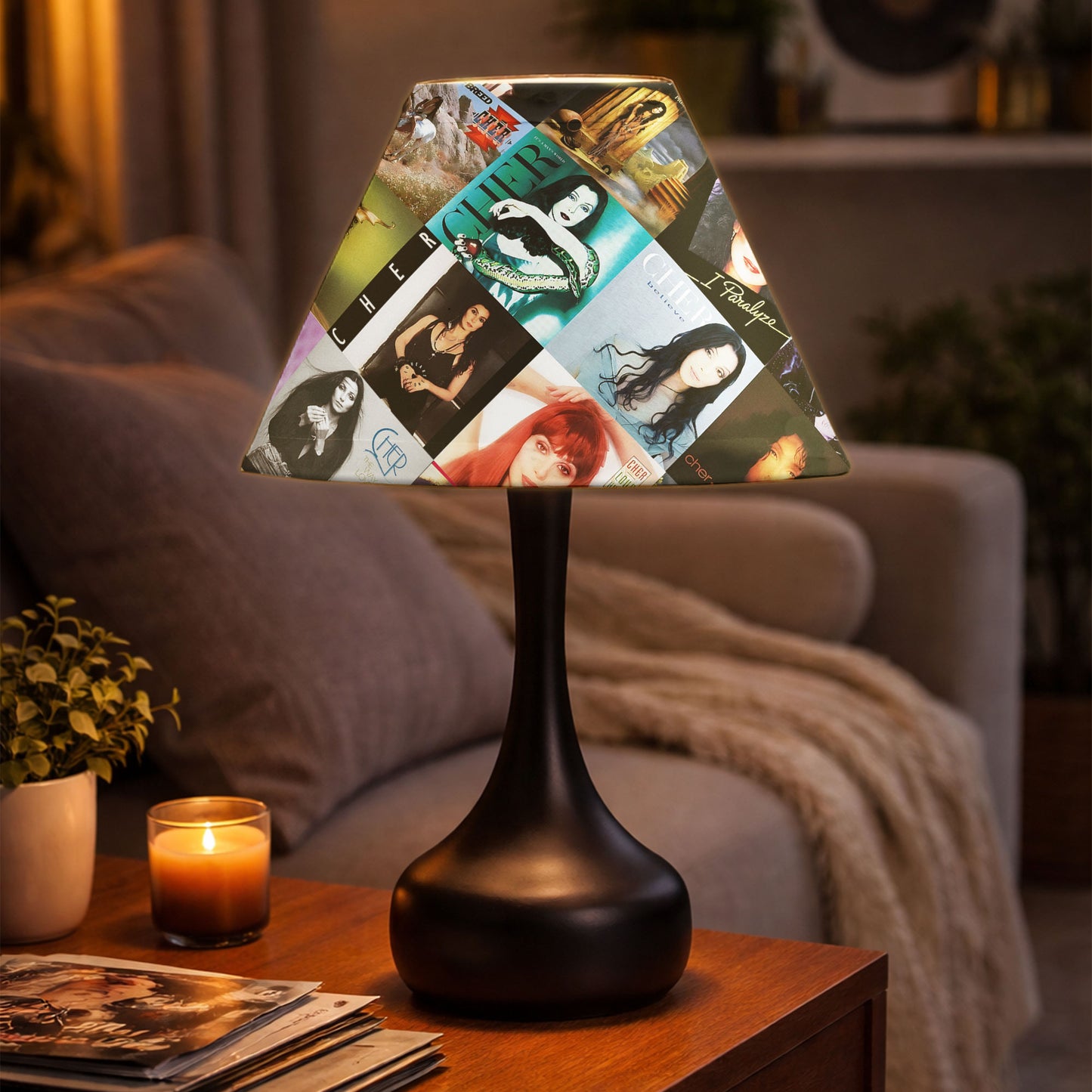 Cher Table Lamp – Cylinder & Pyramid Design Music Decor