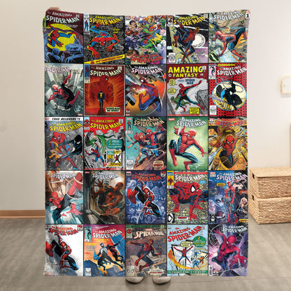 The Amazing Spider-Man Comic Cover Sherpa Blanket – Marvel Spider-Man Cozy Throw