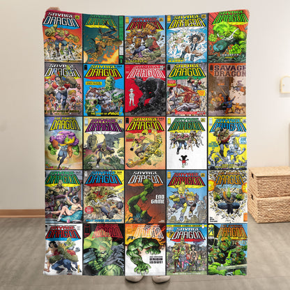 Savage Dragon Comic Sherpa Blanket – Erik Larsen Superhero Throw Blanket for Cozy Home Decor