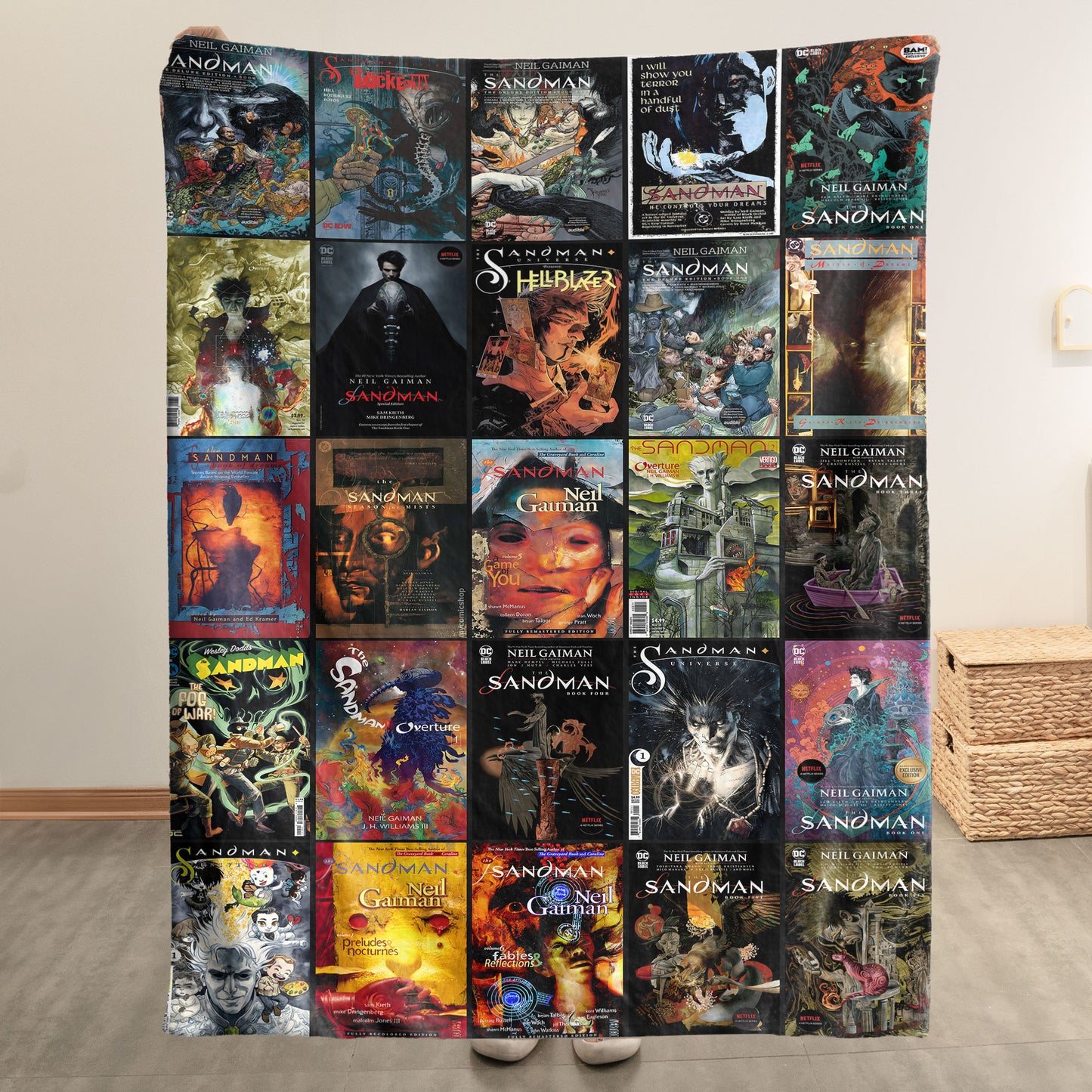 The Sandman Comic Sherpa Blanket – Neil Gaiman Graphic Novel Throw Blanket for Cozy Home Decor