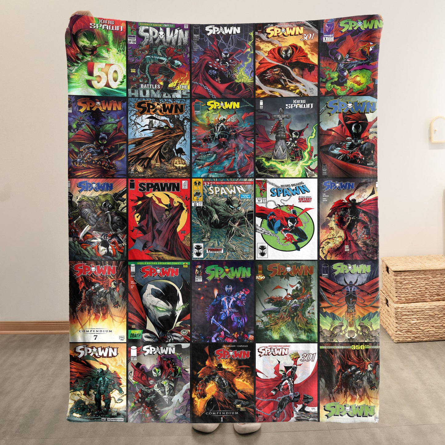 Spawn Comic Sherpa Blanket – Todd McFarlane Dark Superhero Throw Blanket for Cozy Home Decor