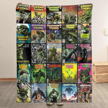 Swamp Thing Comic Sherpa Blanket – DC Horror Fantasy Throw Blanket for Cozy Home Decor