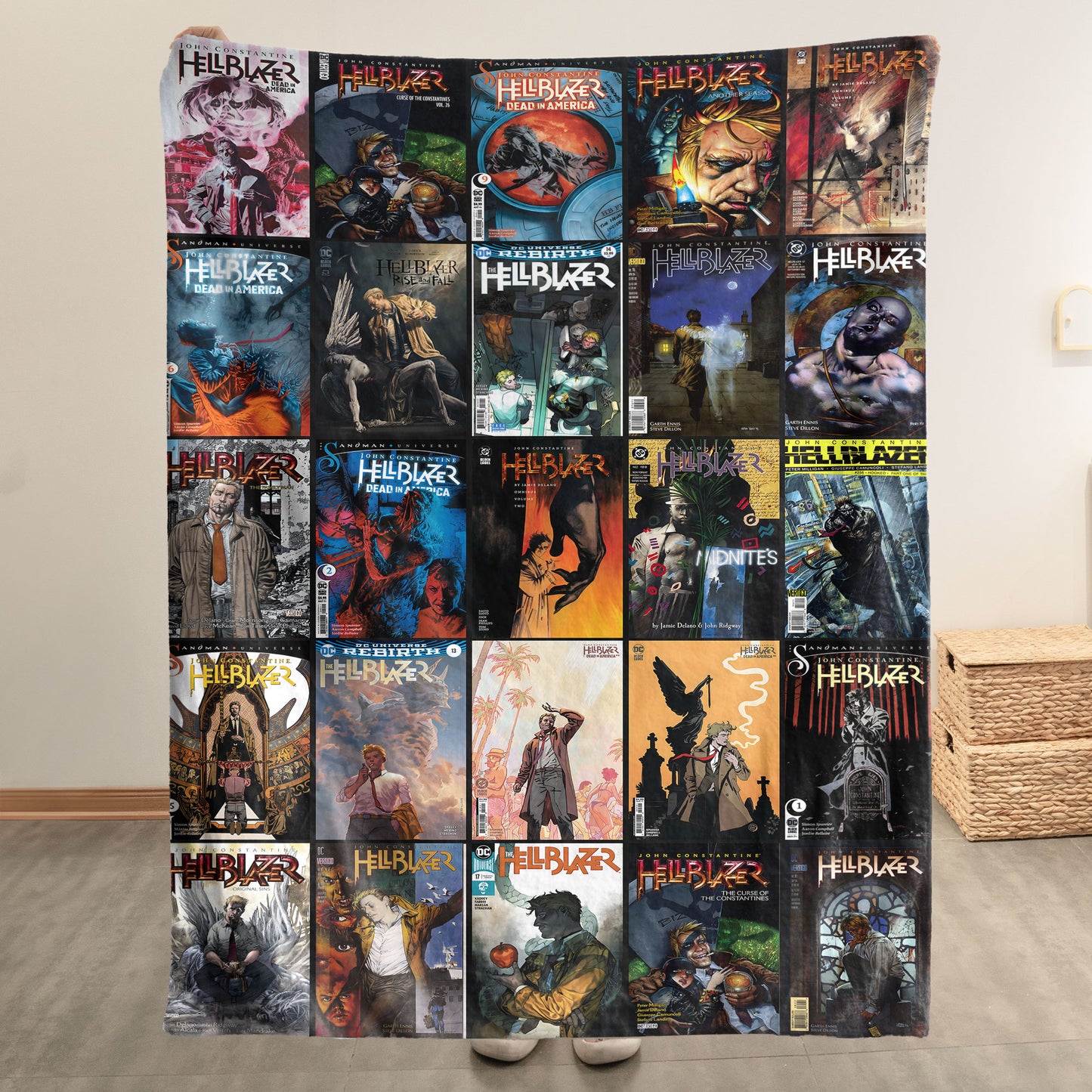 Hellblazer Comic Sherpa Blanket – John Constantine Dark Fantasy Throw Blanket for Cozy Home Decor