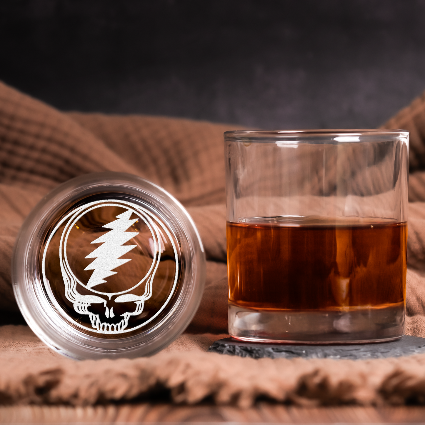 Grateful Dead Engraved Whiskey Glass – Vintage Jam Band Icon Collection ( With Box )