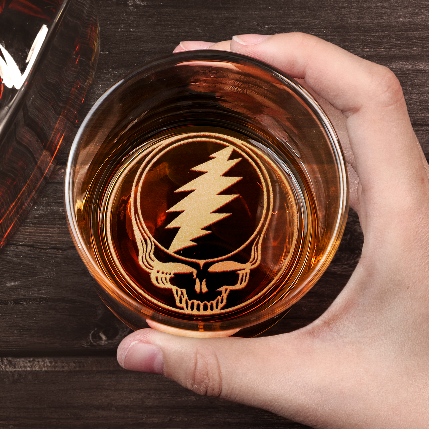 Grateful Dead Engraved Whiskey Glass – Vintage Jam Band Icon Collection ( With Box )