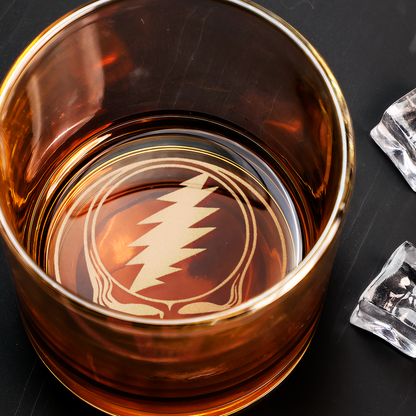 Grateful Dead Engraved Whiskey Glass – Vintage Jam Band Icon Collection ( With Box )