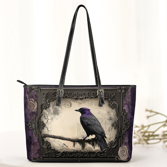 Gothic Raven Leather Handbag & Wallet Set – Inspired by Edgar Allan Poe