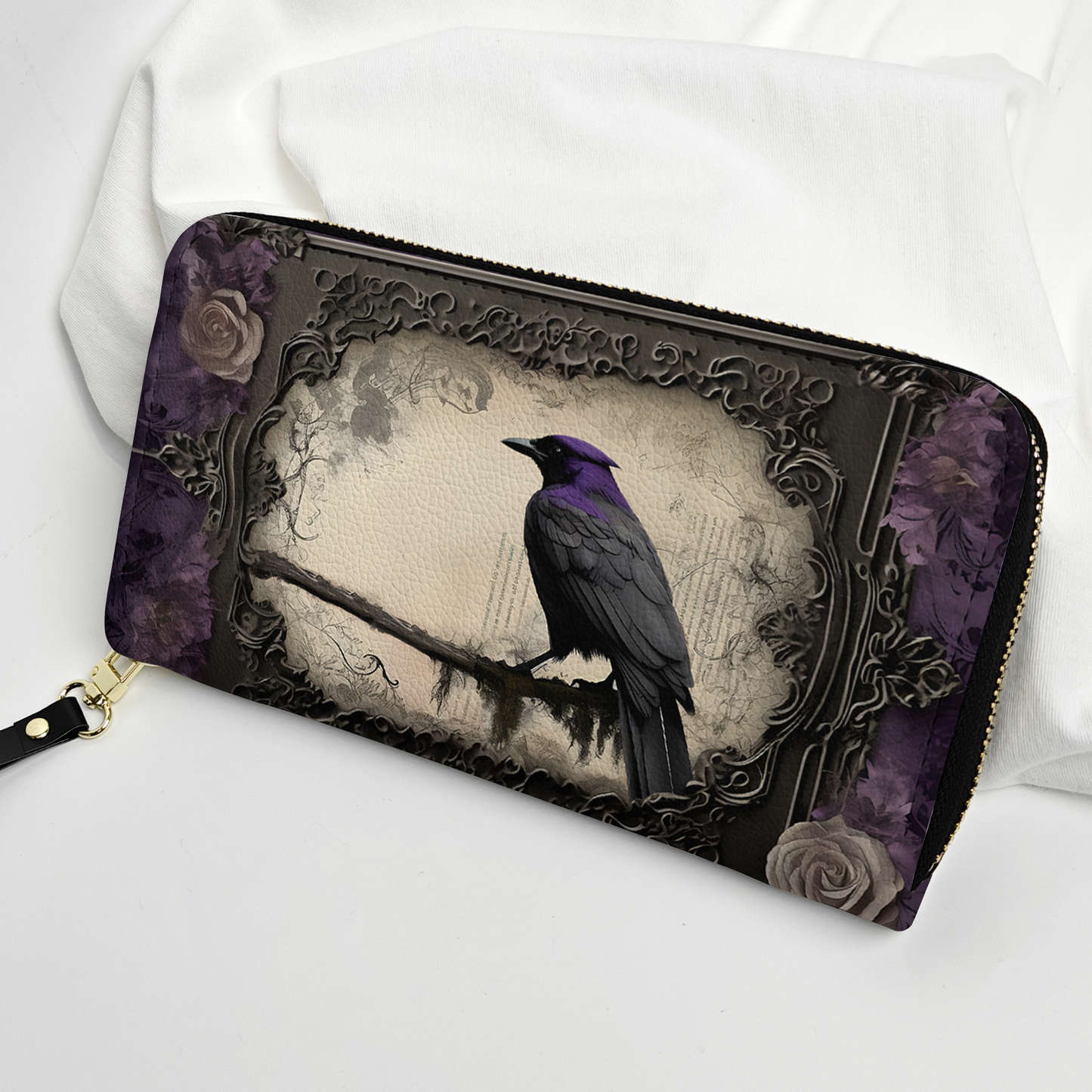 Gothic Raven Leather Handbag & Wallet Set – Inspired by Edgar Allan Poe