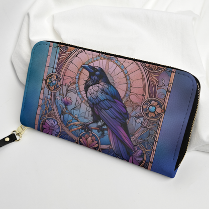 Gothic Stained Glass Raven Leather Handbag & Wallet Set