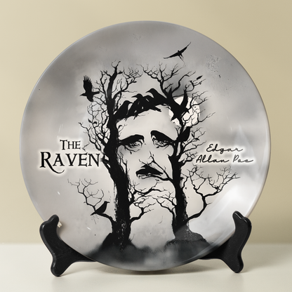 The Raven Ceramic Plate – Edgar Allan Poe Gothic Art Design