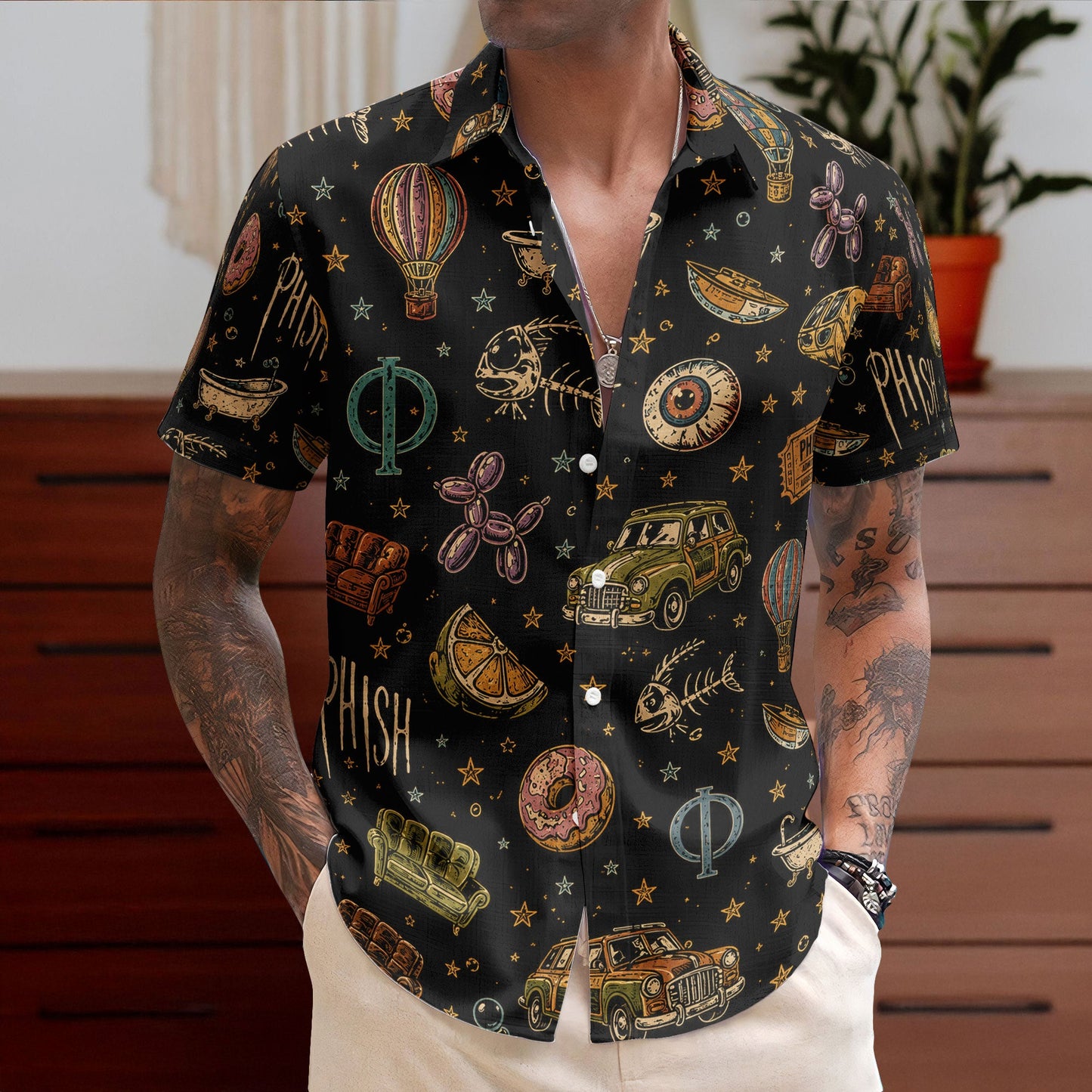 Phish Cosmic Donut Jam Band Graphic All-Over Print Hawaiian Shirt – Retro Music Album Art Inspired Unisex Shirt