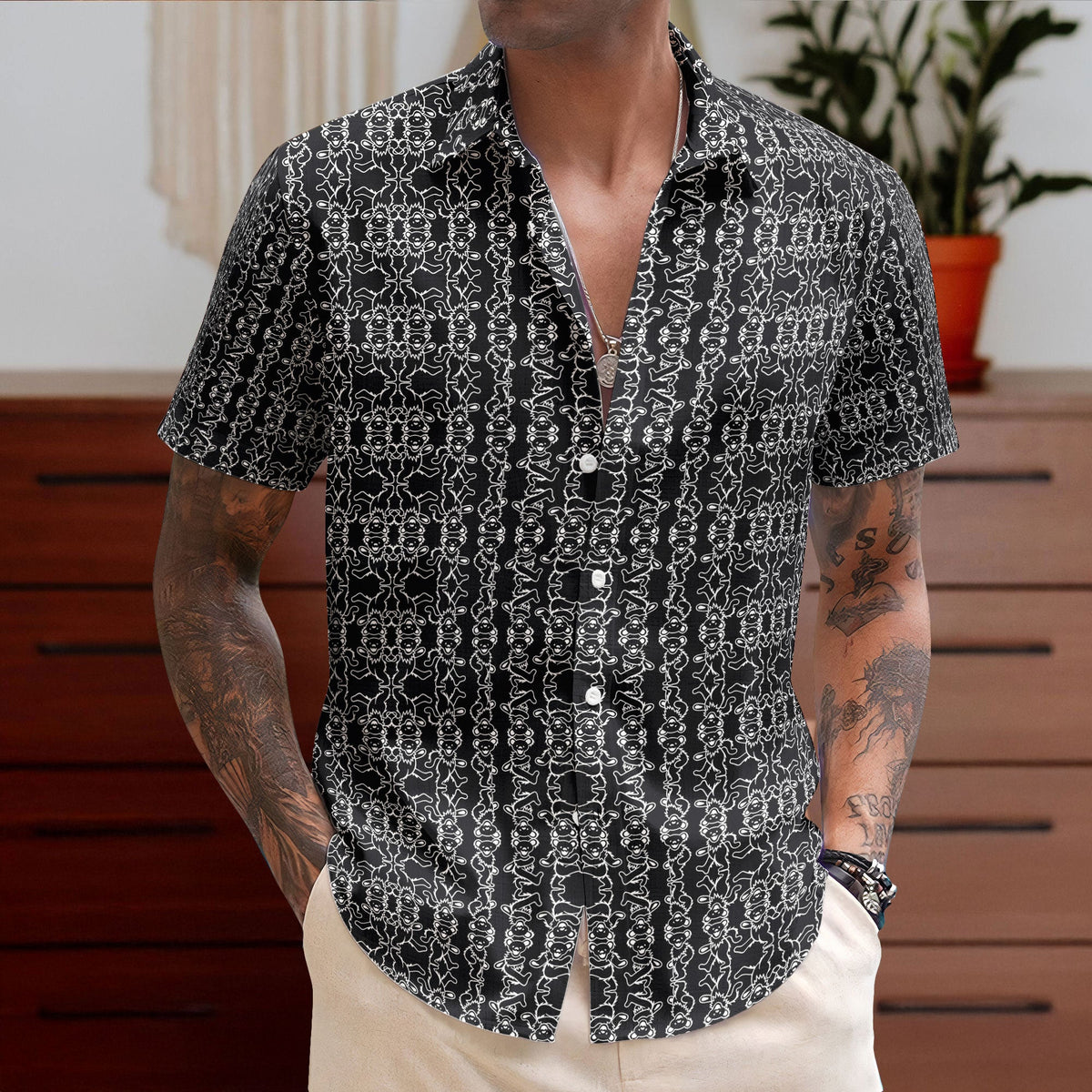 Reflections III Grateful Dead Dancing Bears Hawaiian Shirt – Retro Music Album Art Inspired Shirt